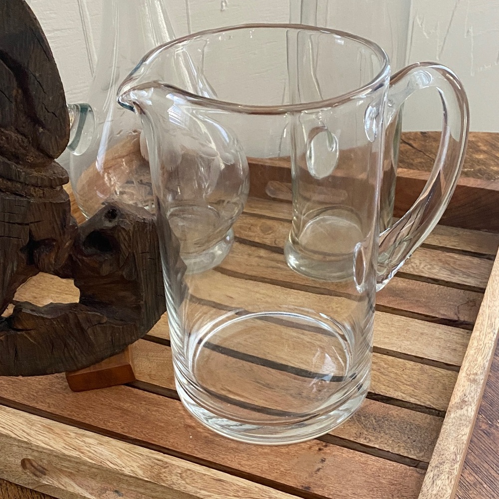 Large Elegant Hand Crafter Glass Pitcher